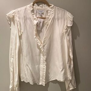 Ruffled cream blouse by Evereve.  New with tags. Size L.
